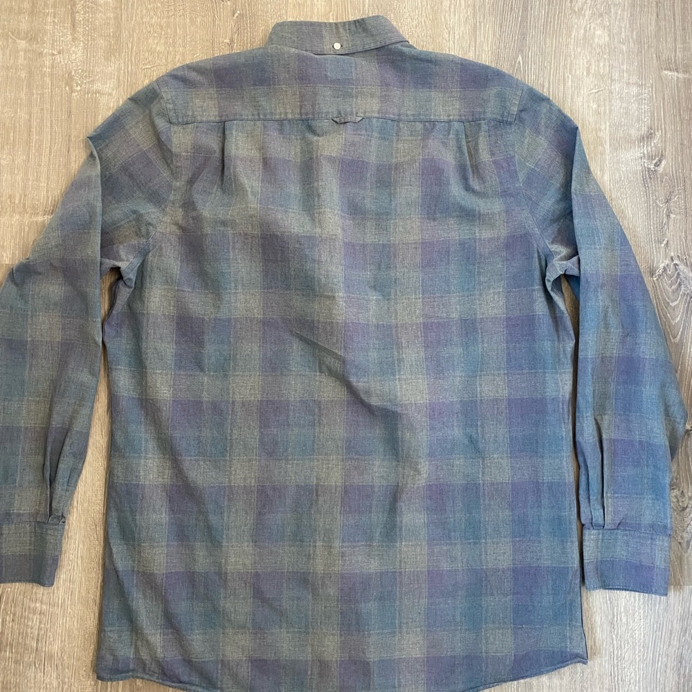 Nordstrom Men’s Shop Gray and Blue Checkered Shirt | XL Tall | 100% cotton - Picture 3 of 8